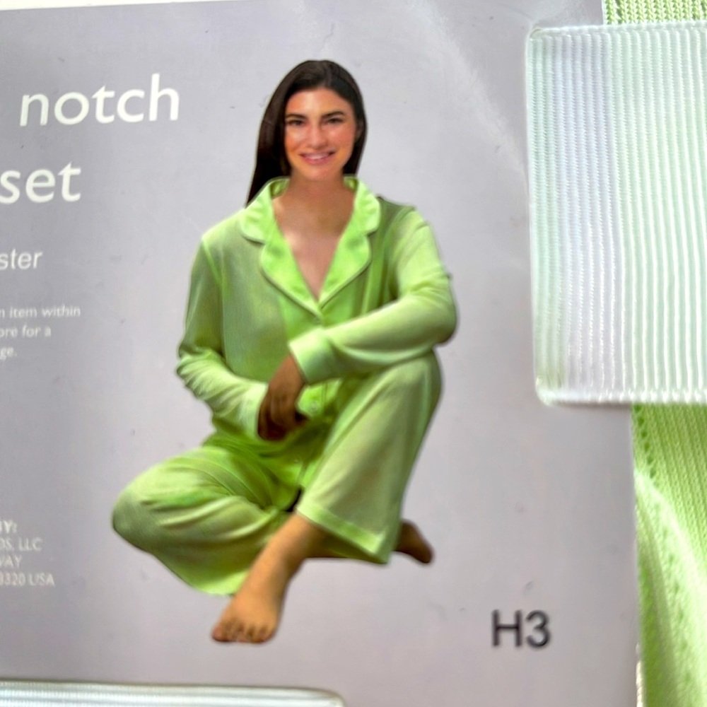 Pointelle Notch Collar Pajama Set PLUS SIZE NWT